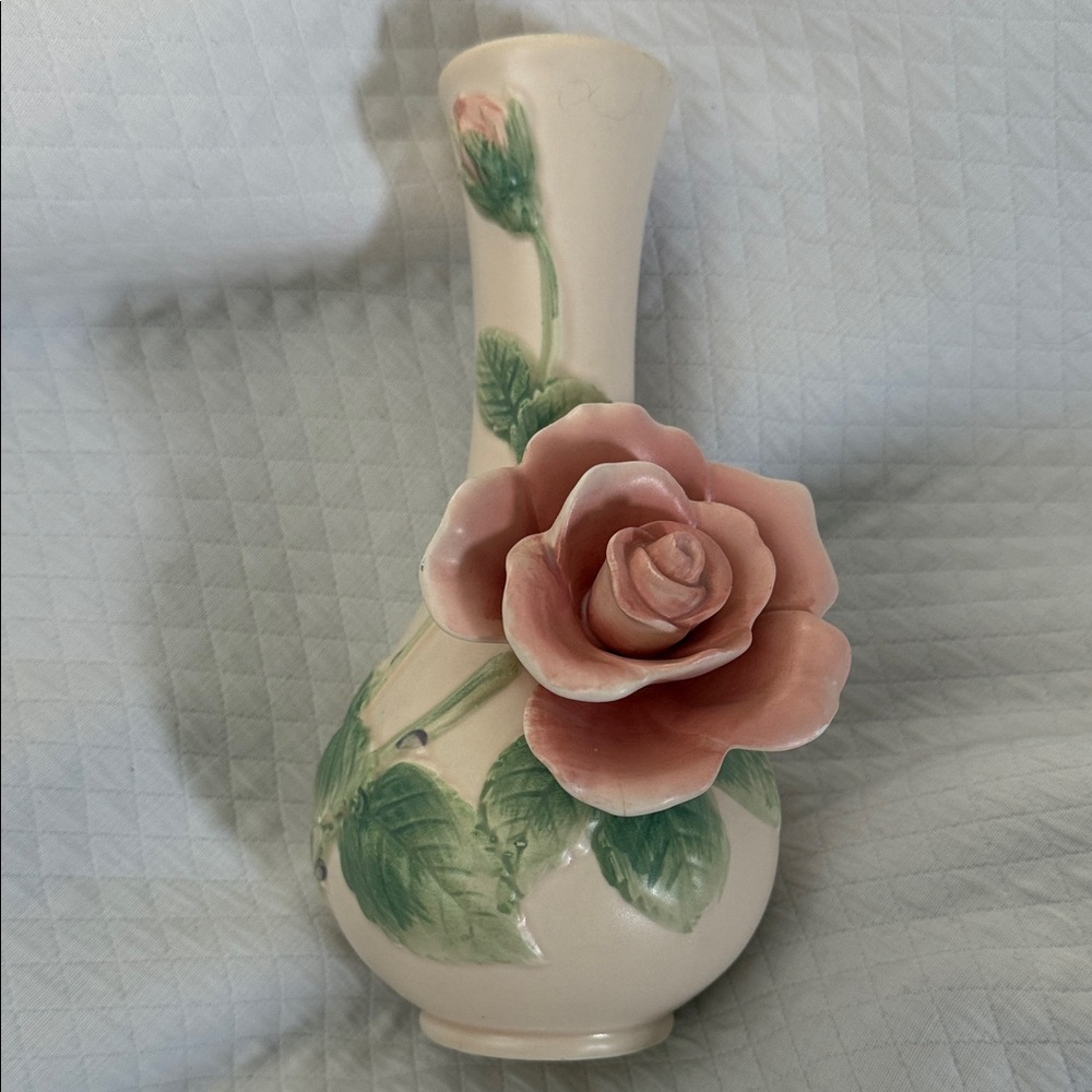 Vintage 1987 Fitz and Floyd "Blushing Rose" Bud Vase - Hand Painted Japan